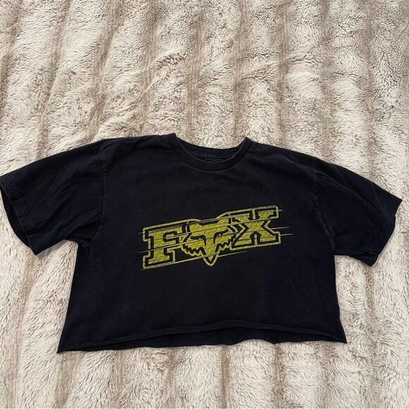 Foxโ Racing Yellow & Black Upcycled Crop Top - Picture 2 of 4